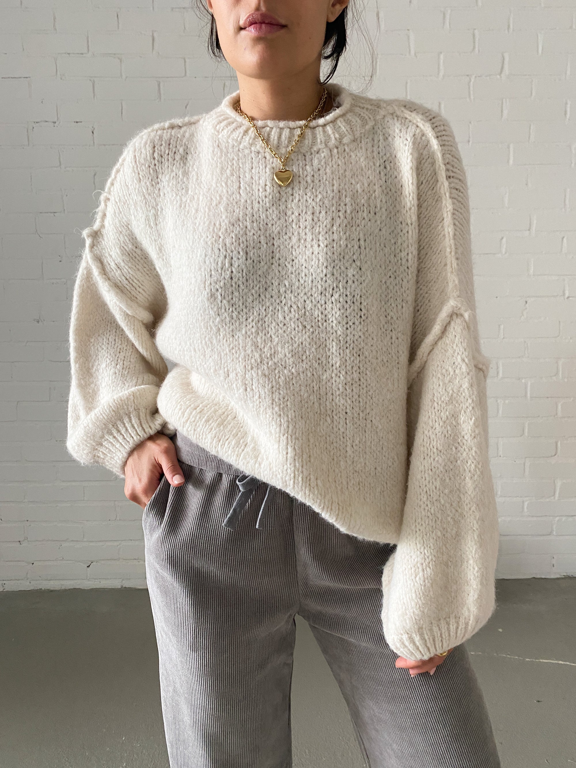 Comfy Knit Pullover, creme