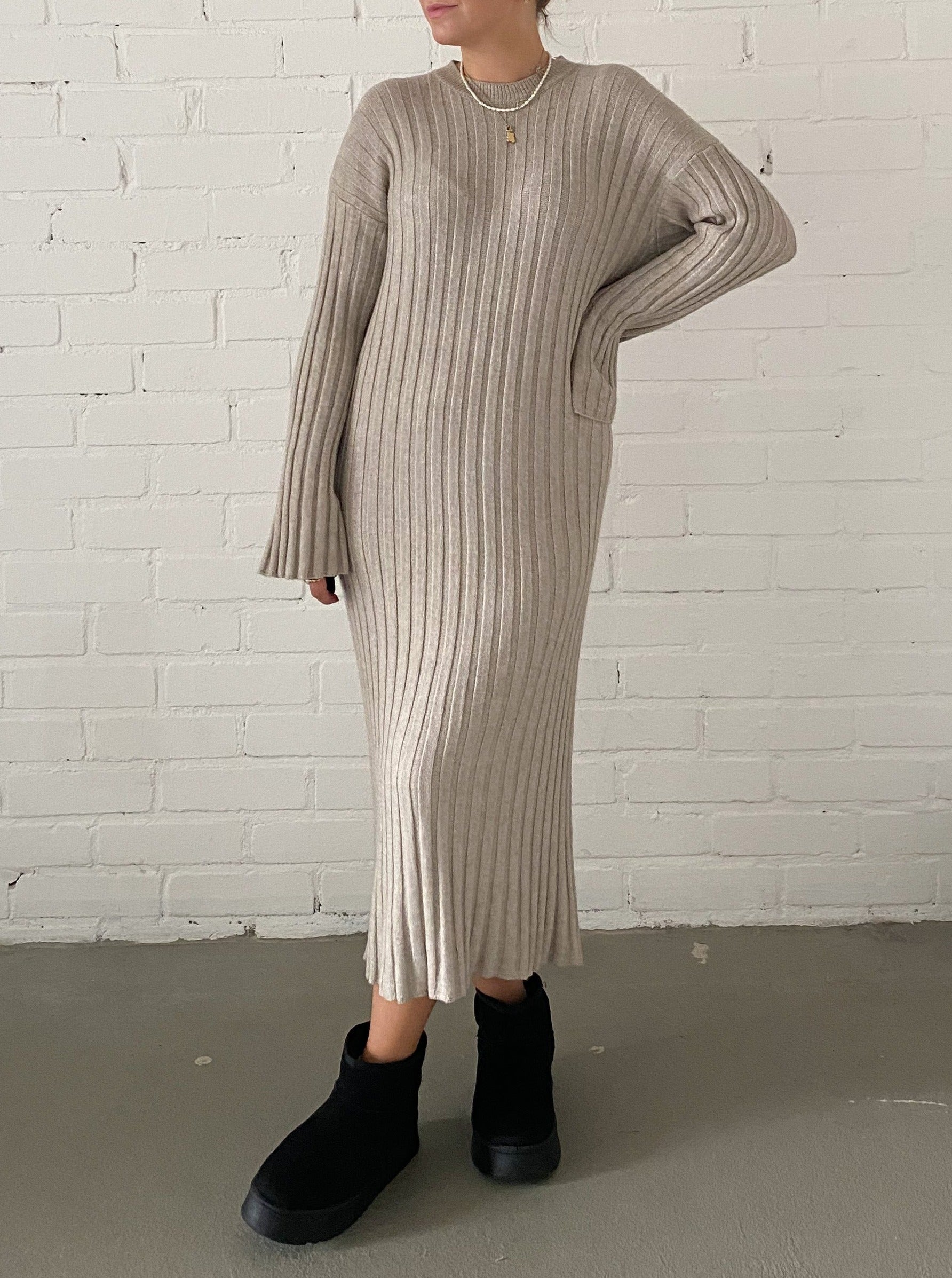 Classy Strickkleid, beige