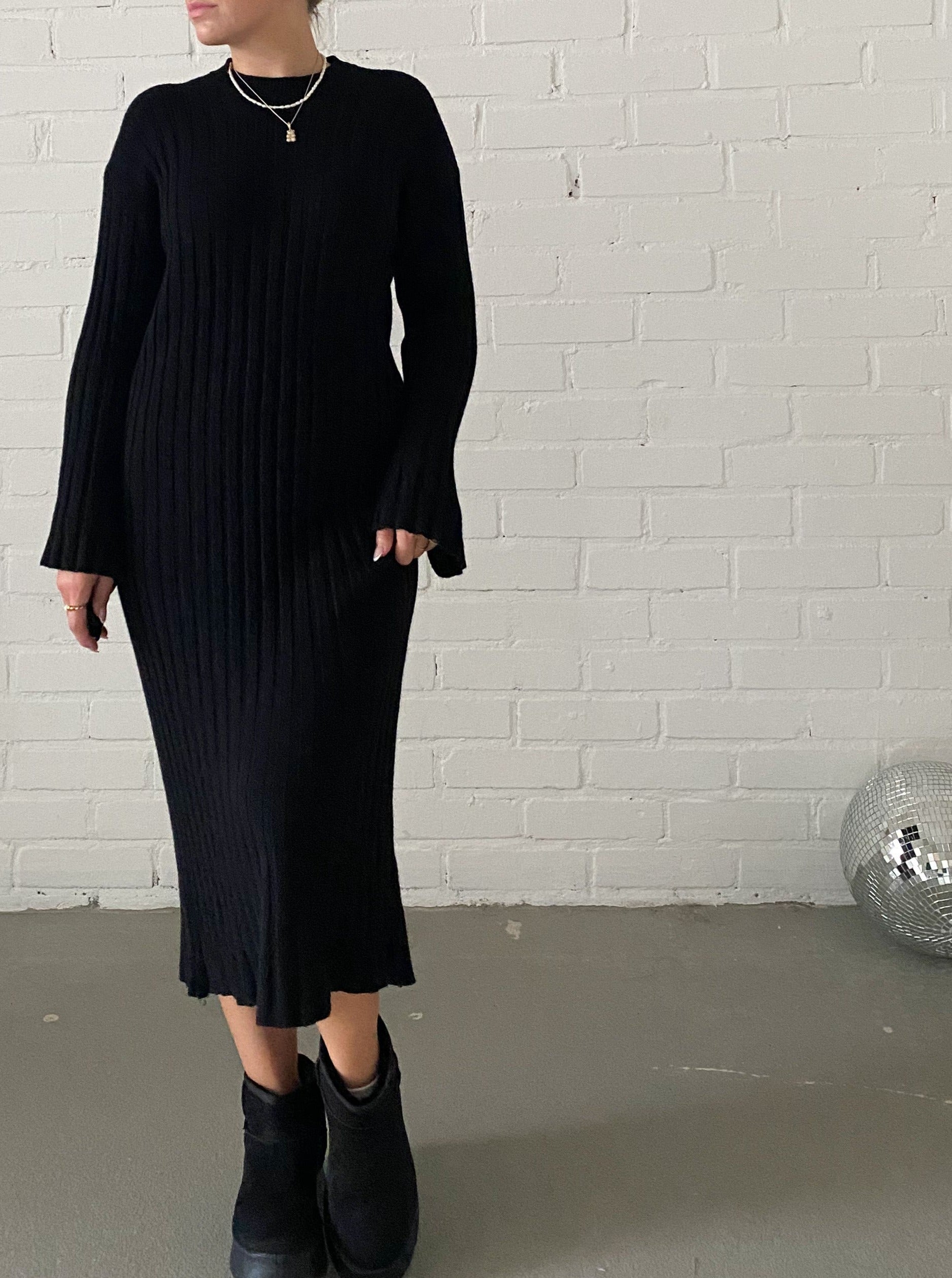 Classy Strickkleid, schwarz