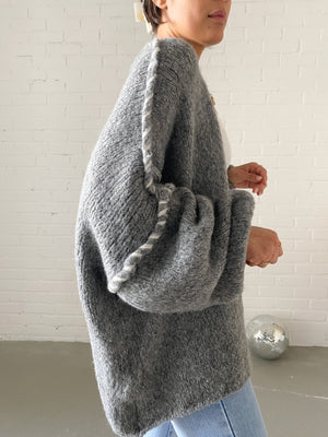 Fluffy Oversize Cardigan, grau