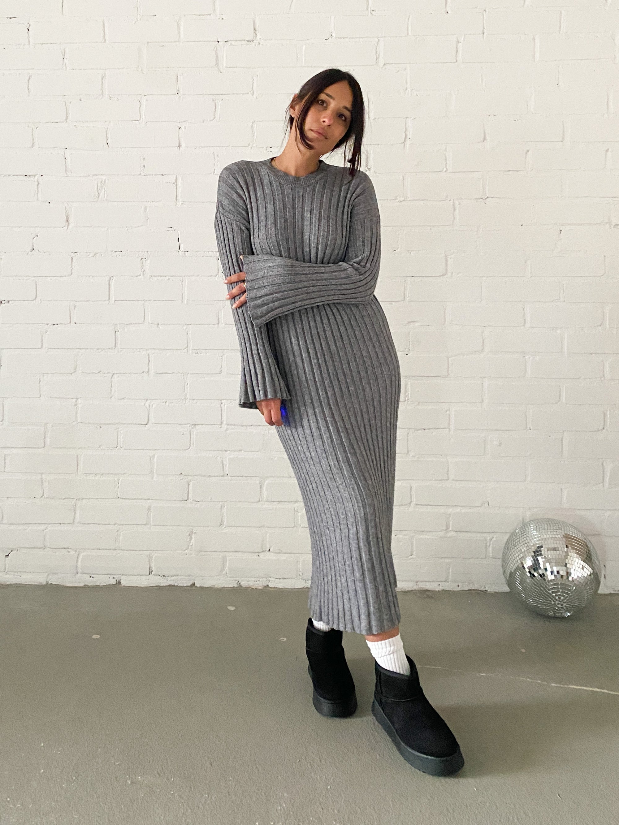 Classy Strickkleid, grau