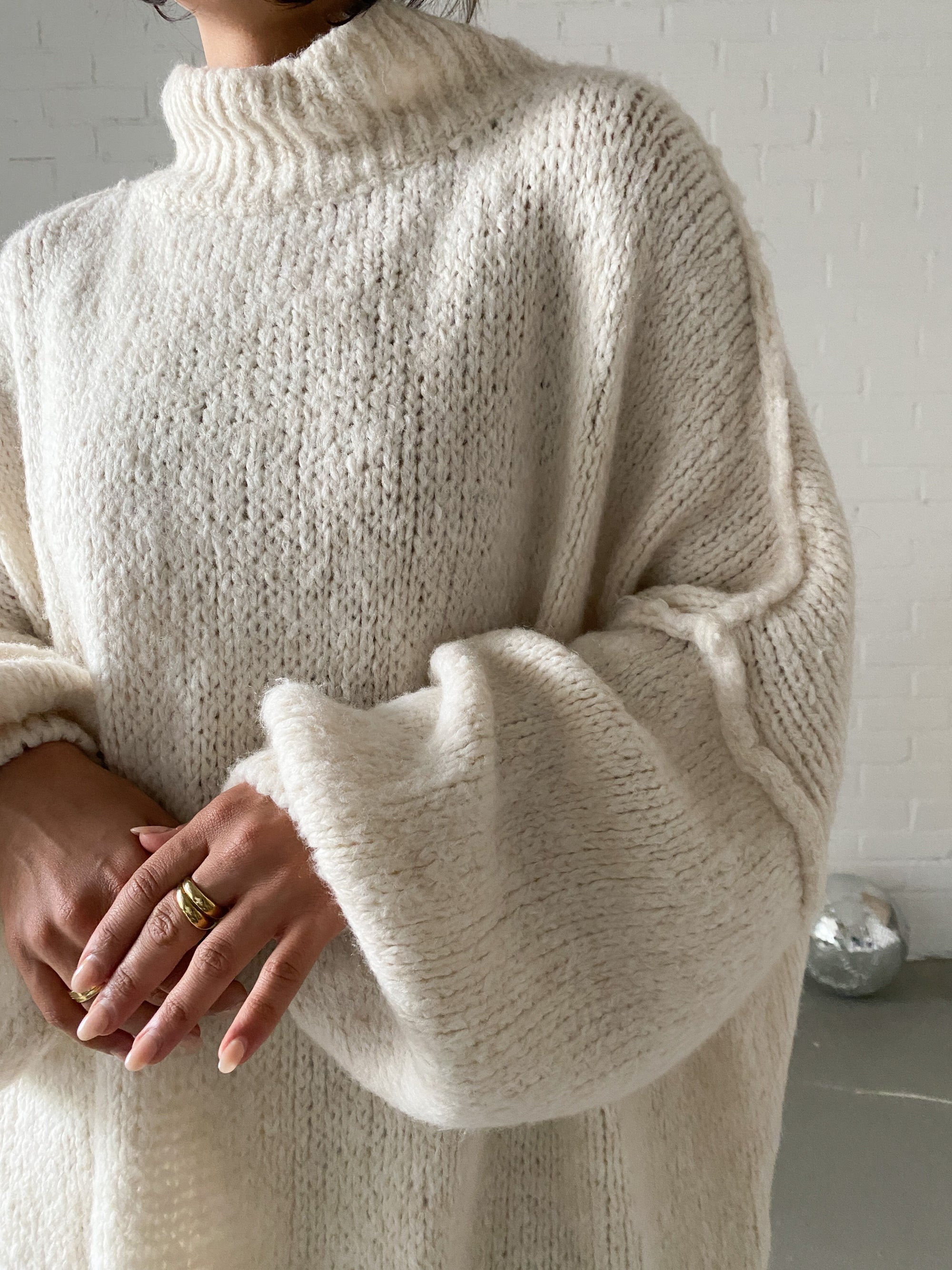 Oversize Knit Pullover, creme