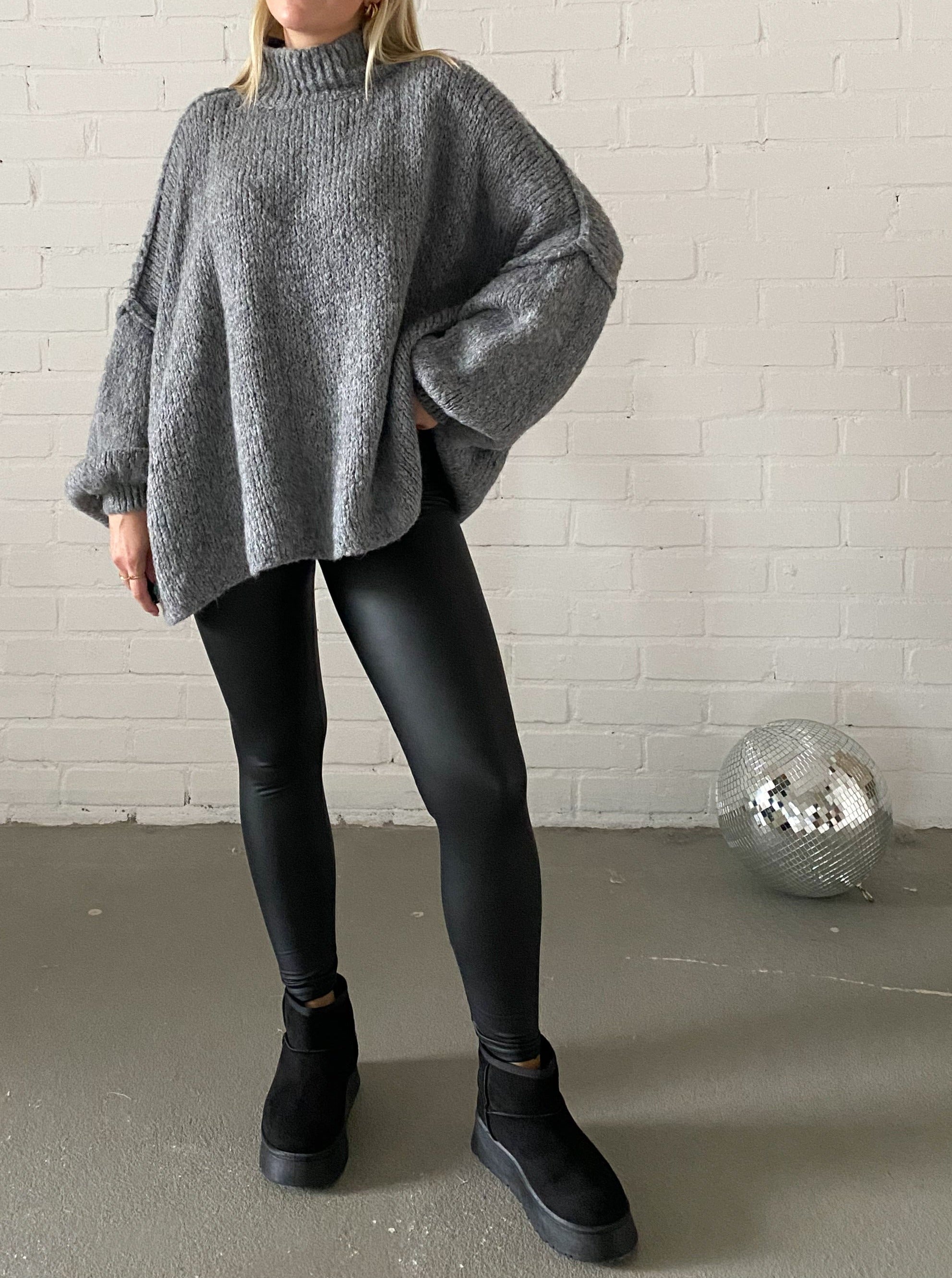 Oversize Knit Pullover, dunkelgrau