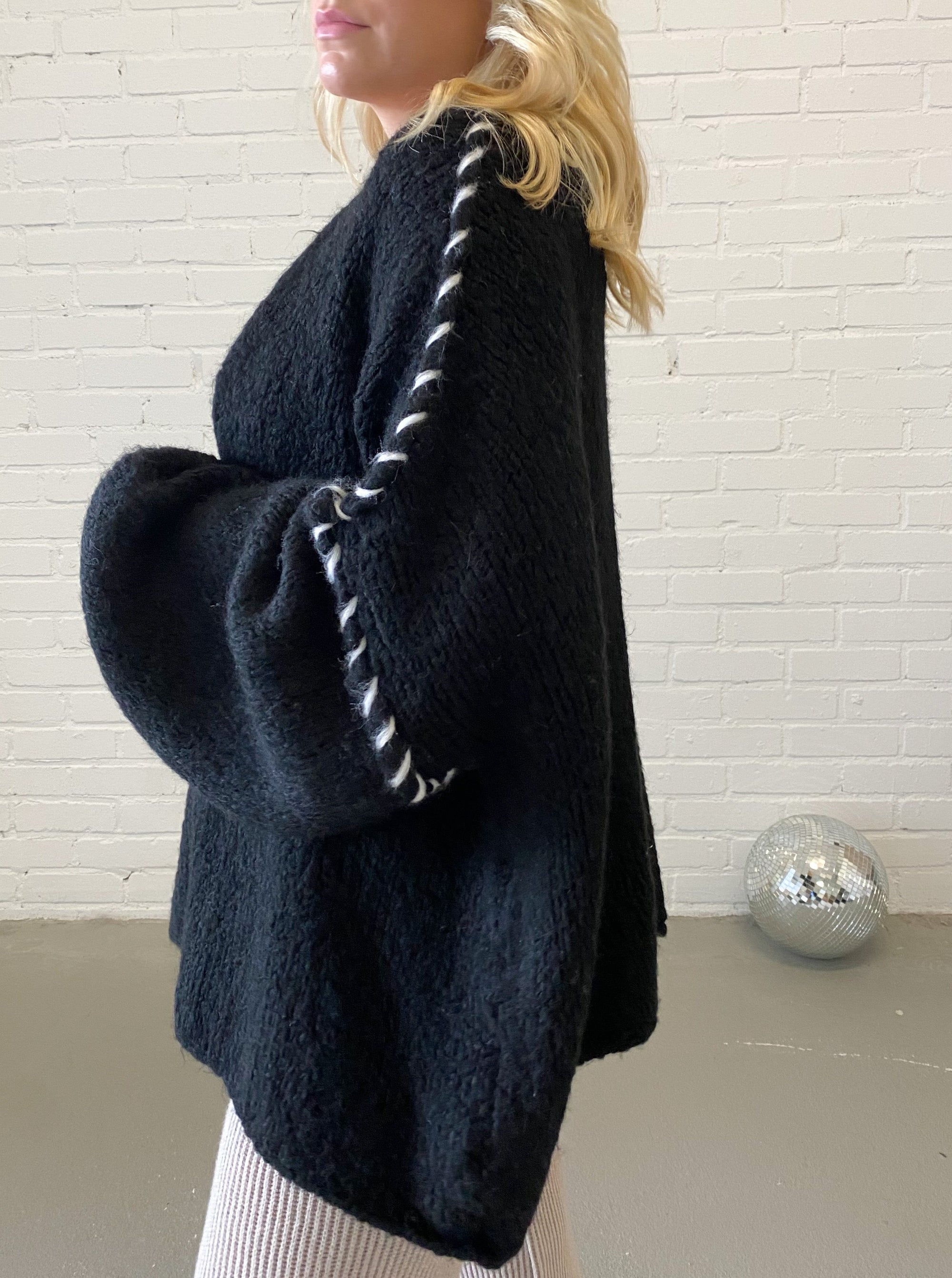 Fluffy Oversize Cardigan, schwarz