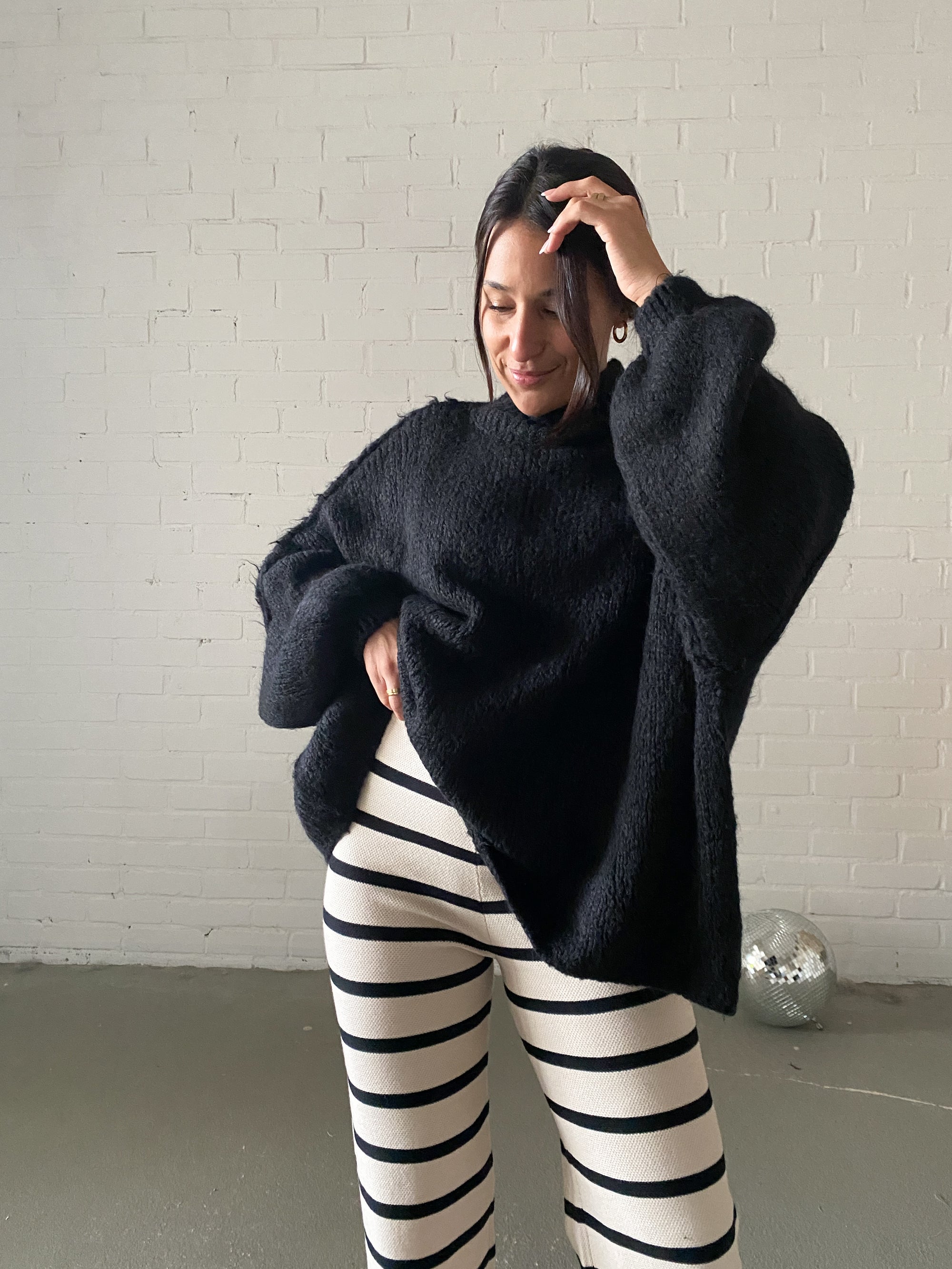 Oversize Knit Pullover, schwarz