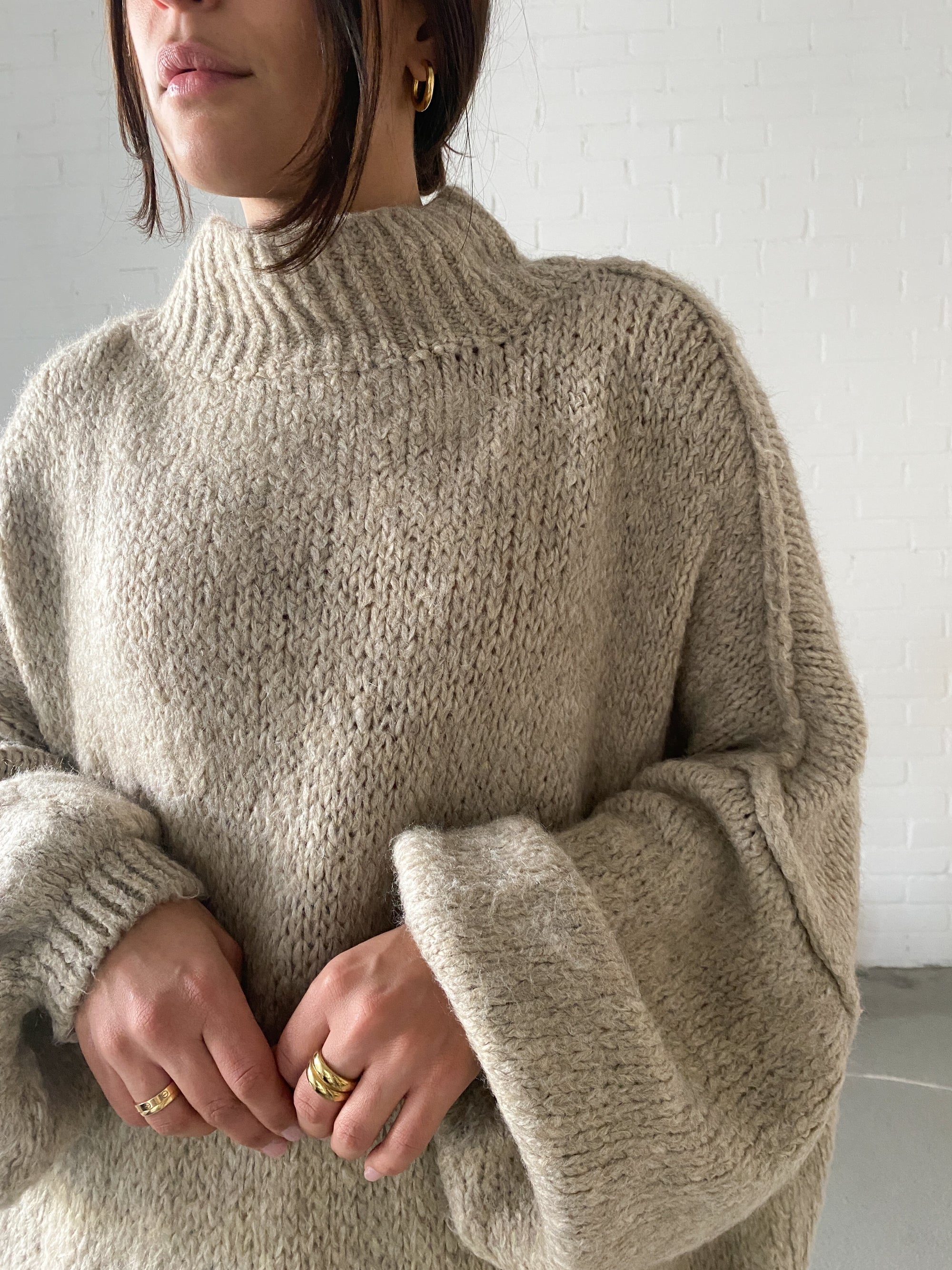 Oversize Knit Pullover, taupe