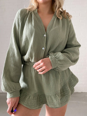Musselin Jumpsuit/Kleid, khaki