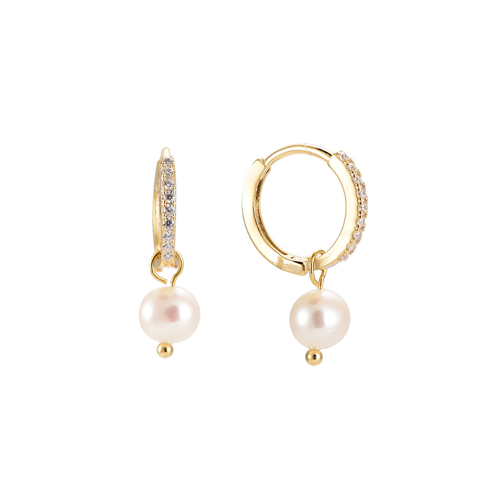 Shiny Pearl Hoops