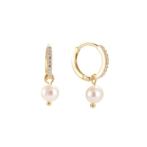 Shiny Pearl Hoops