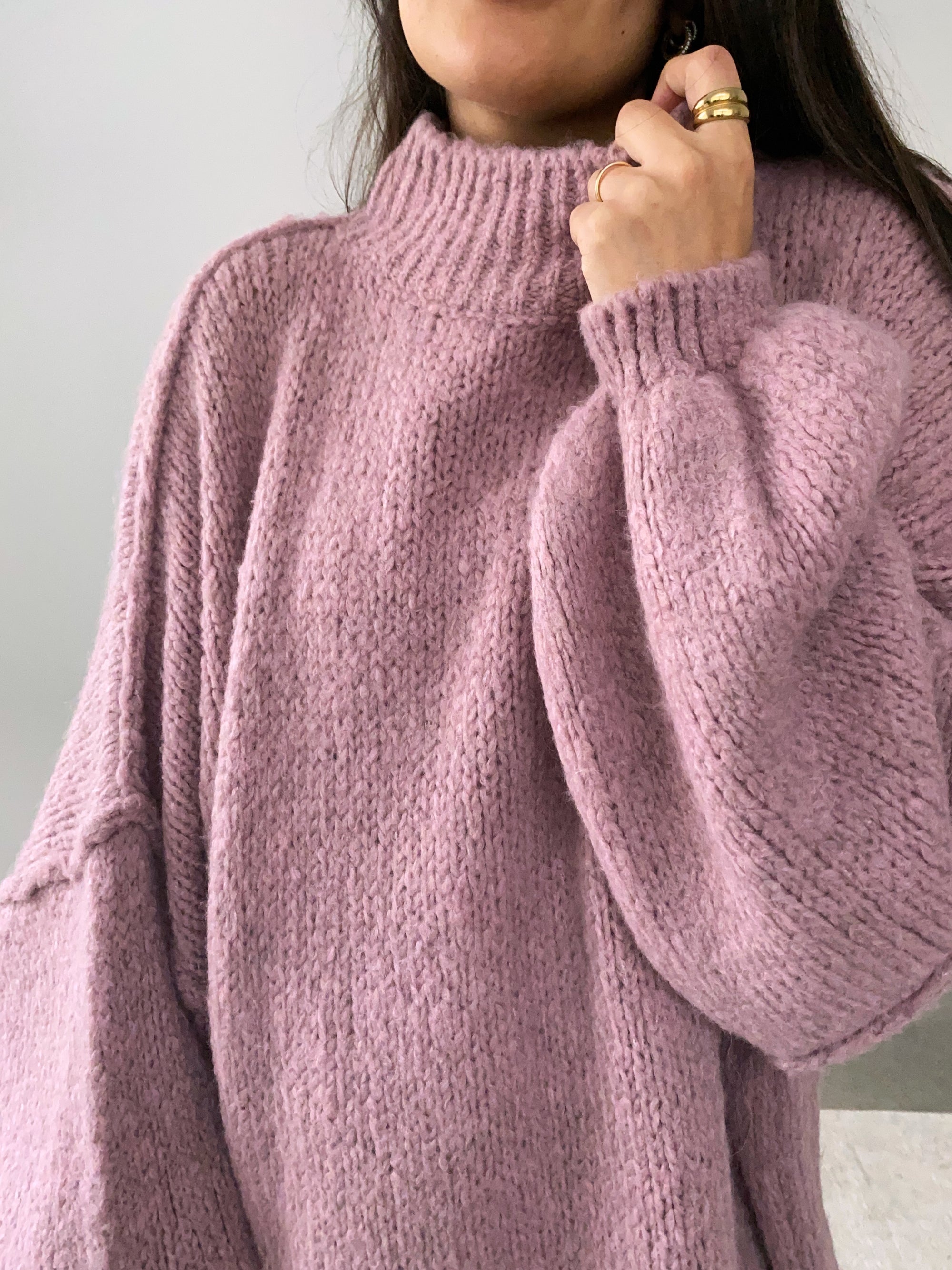 Oversize Knit Pullover, mauve