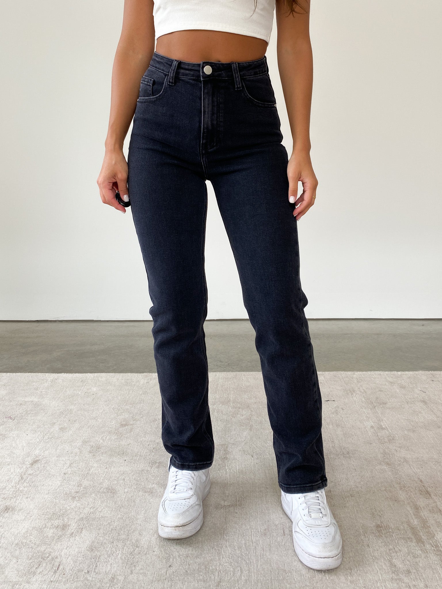 Straight Jeans, dunkelgrau