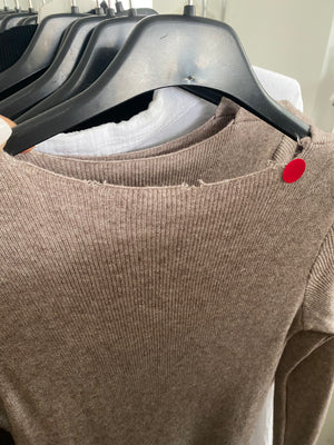 B-Ware Square Neck Strickkleid, taupe